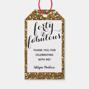 Gold Glitter Forty and Fabulous Favour Gift Tags