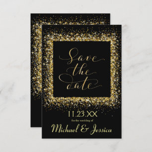 Gold Glitter Frame - 3x5 Save the Date Invitation