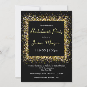 Gold Glitter Frame - Bachelorette Party Invitation
