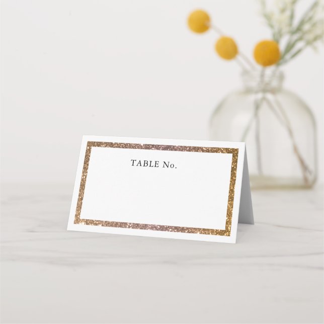 Gold Glitter Frame Blank Place Card (Front)