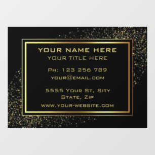 Gold Glitter Frame Golden Text Black Professional  Window Cling