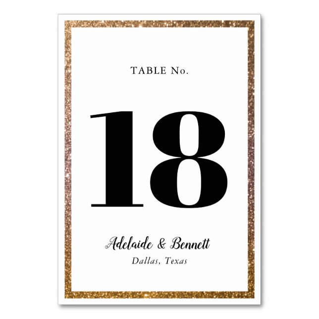 Gold Glitter Frame Table Number (Front)