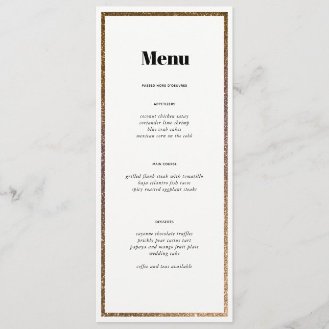 Gold Glitter Frame Table Number Custom Menu (Front)