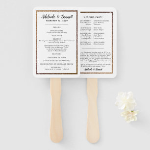 Gold Glitter Frame Wedding Program Fan