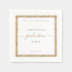 Gold Glitter Frame Year Name Graduation Party Napkin
