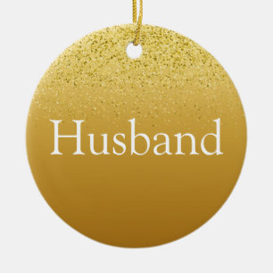 Gold Glitter Fun Best Husband Ever Definition  Ceramic Tree Decoration