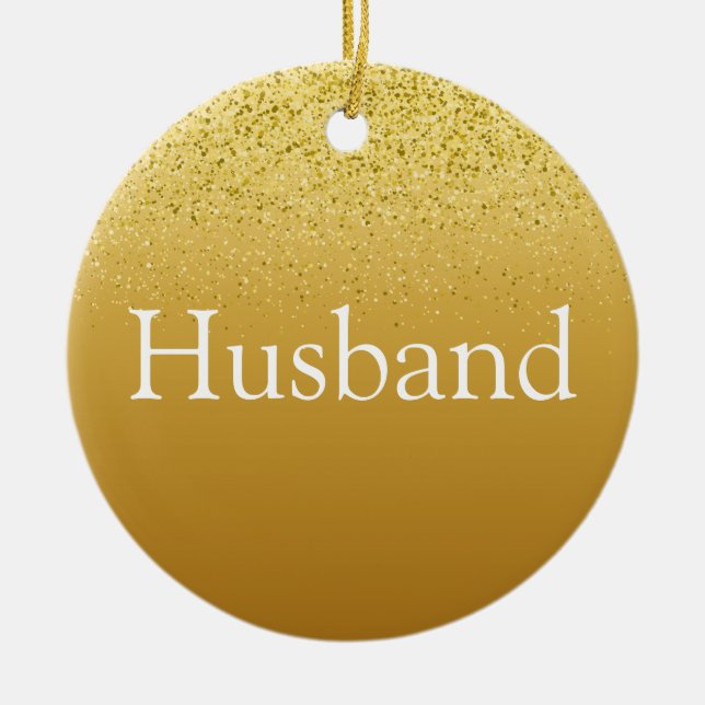 Gold Glitter Fun Best Husband Ever Definition  Ceramic Tree Decoration (Front)
