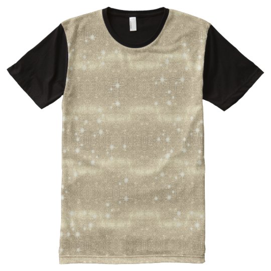 Gold Glitter Galaxy Faux Space Sparkle All-Over Print T-Shirt