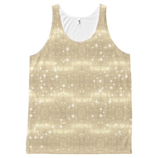 Gold Glitter Galaxy Faux Space Sparkle All-Over Print Tank Top