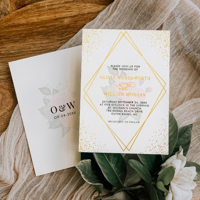 Gold Glitter Geometric Frame Modern Wedding (Creator Uploaded)
