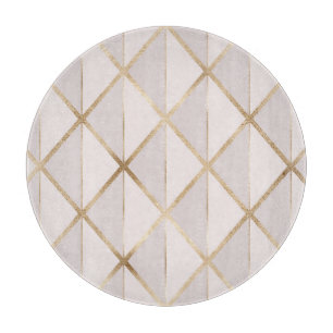 Gold glitter, geometric rhombus pattern. cutting board