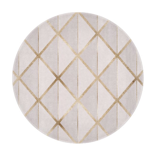 Gold glitter, geometric rhombus pattern. cutting board (Front)