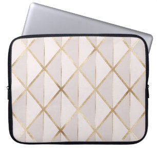 Gold glitter, geometric rhombus pattern. laptop sleeve