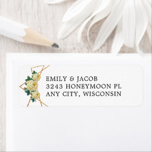Gold Glitter Geometric Yellow Floral Wed Address