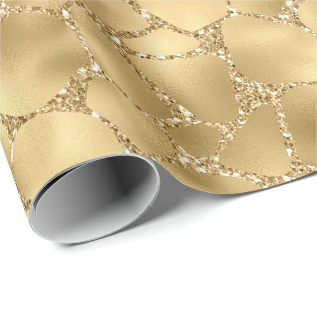 Gold Glitter Giraffe Print     Wrapping Paper (Roll Corner)
