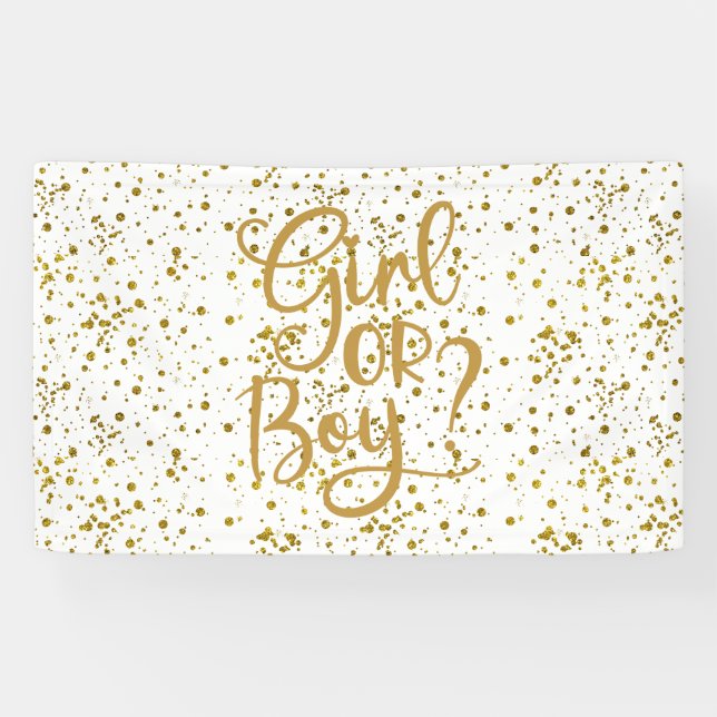 Gold Glitter Girl or Boy Gender Reveal Banner (Horizontal)