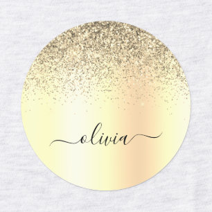 Gold Glitter Girly Luxury Modern Monogram Name