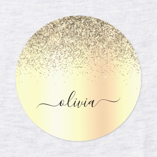 Gold Glitter Girly Luxury Modern Monogram Name (Design 1)
