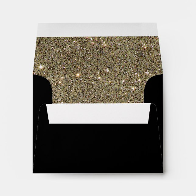 gold glitter glam black invitation envelope (Back (Bottom))
