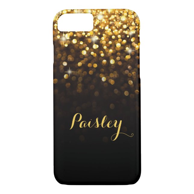 Gold Glitter Glam Confetti Modern iPhone Case (Back)