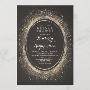 Gold Glitter Glam Elegant Vintage Bridal Shower Invitation