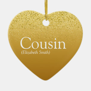 Gold Glitter Glam Favourite Best Cousin Definition Ceramic Tree Decoration