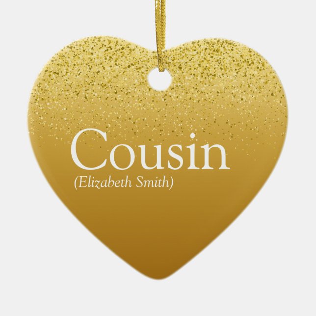 Gold Glitter Glam Favourite Best Cousin Definition Ceramic Tree Decoration (Front)
