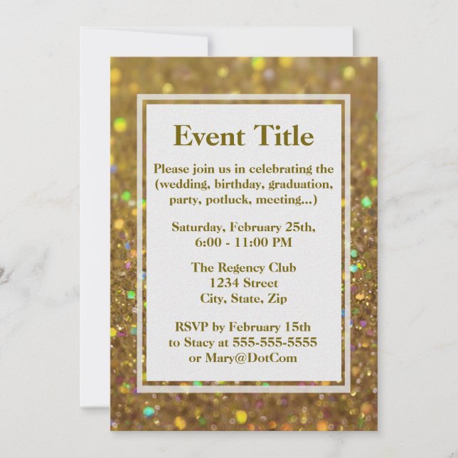 Gold Glitter Glam Invitation (Front)