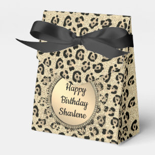 Gold Glitter Glam Leopard Print Favour Box