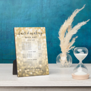 Gold Glitter Glam Lights Salon Price Menu  Plaque