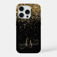 Gold Glitter Glam Monogram Name