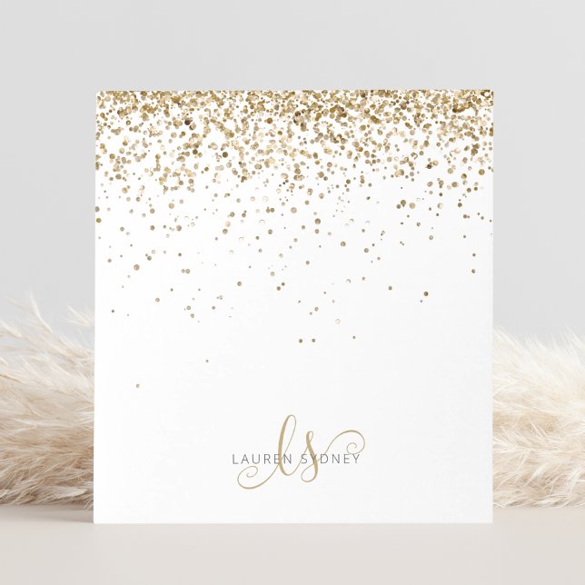 Gold Glitter Glam Monogram Name Notepad (Creator Uploaded)