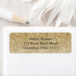 Gold Glitter Glam Personalised Return Address