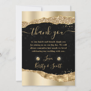 Gold Glitter Glam Tears Edges Wedding Thank You Card
