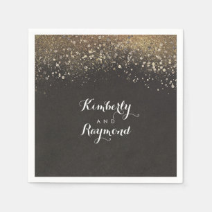 Gold Glitter Glam Vintage Wedding Napkin