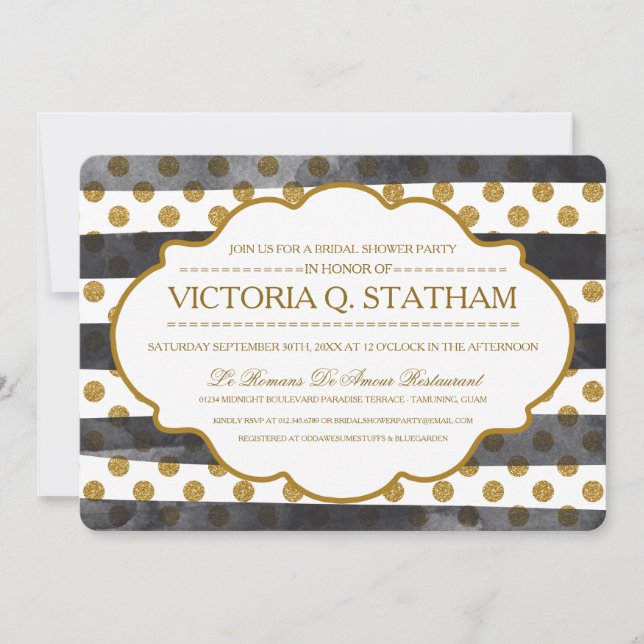 Gold Glitter Glamour Bridal Shower Party Invites (Front)