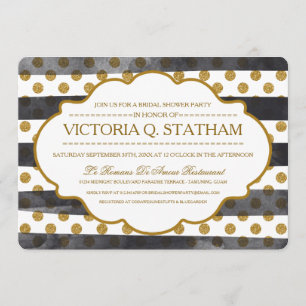 Gold Glitter Glamour Bridal Shower Party Invites