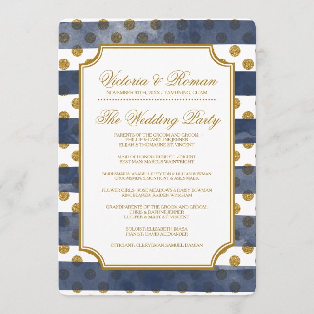 Gold Glitter Glamour Wedding Programs Programme (Front)