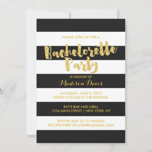 Gold Glitter Glamourous Bachelorette Party Invites