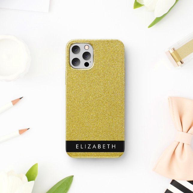 Gold Glitter, Glitter Background, Your Name Case-Mate iPhone Case (Creator Uploaded)