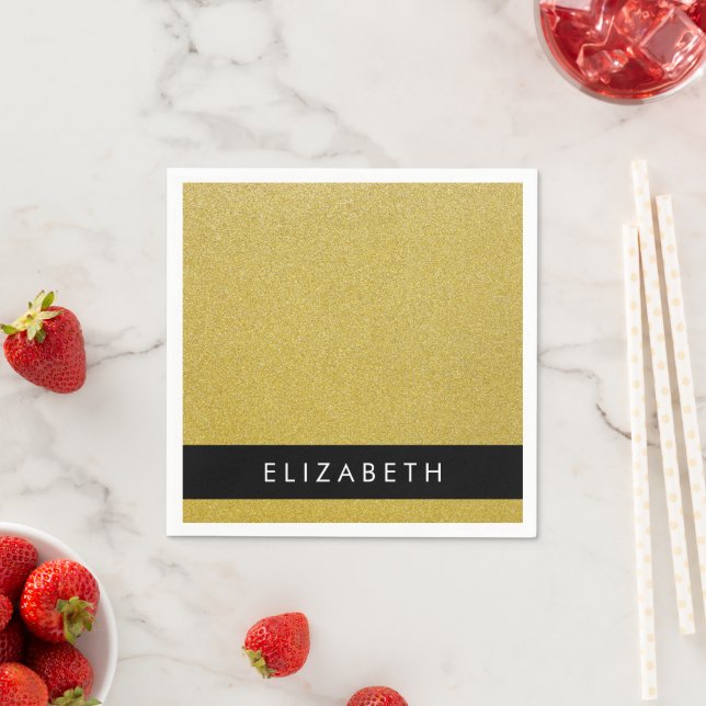 Gold Glitter, Glitter Background, Your Name Napkin (Insitu)