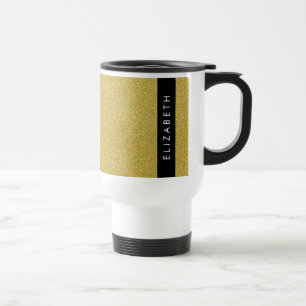 Gold Glitter, Glitter Background, Your Name Travel Mug