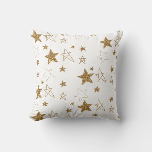 Gold Glitter Glitzy Stars Cushion