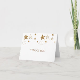 Gold Glitter Glitzy Stars Thank You Card