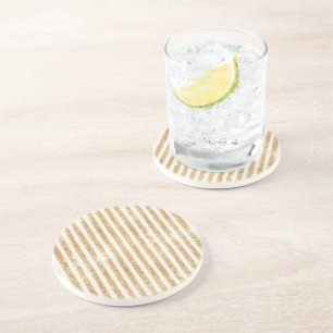 Gold Glitter Glitzy Stripes Coaster
