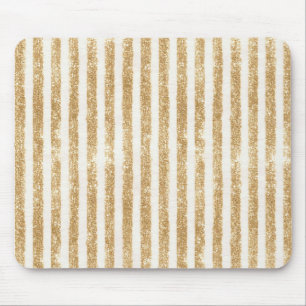 Gold Glitter Glitzy Stripes Mouse Mat