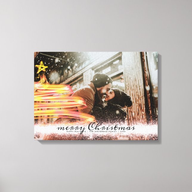 Gold Glitter Glow Christmas Tree Star Photo Canvas Print (Front)