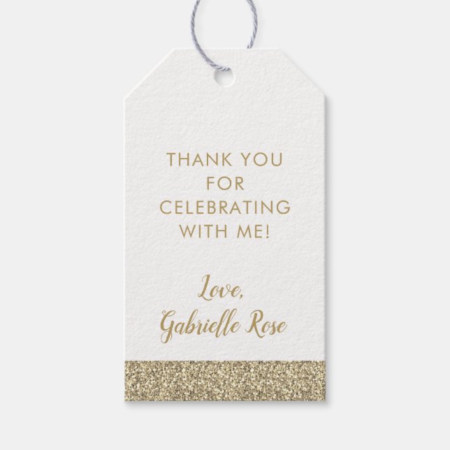 Gold Glitter & Gold Favour Tag (Front)