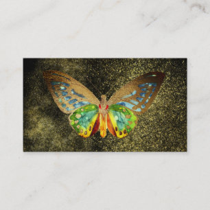 *~* Gold Glitter Gold Gilded Watercolor  Butterfly Business Card