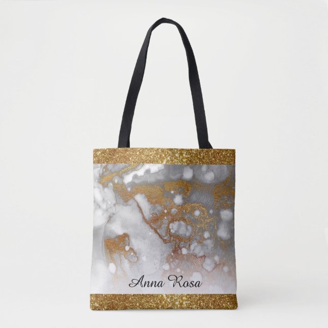 *~* Gold Glitter Gold Glitter Abstract Luxe Glam Tote Bag (Front)